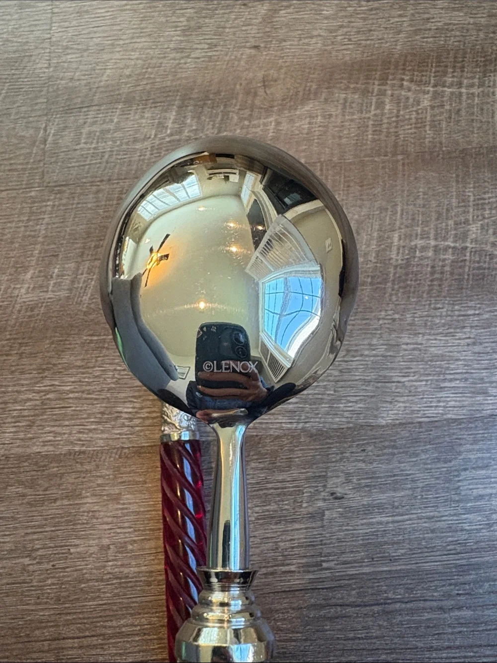 Lenox Holiday Jewel 2-Piece Serving Spoons Stainless Steel Red Spiral Handle
